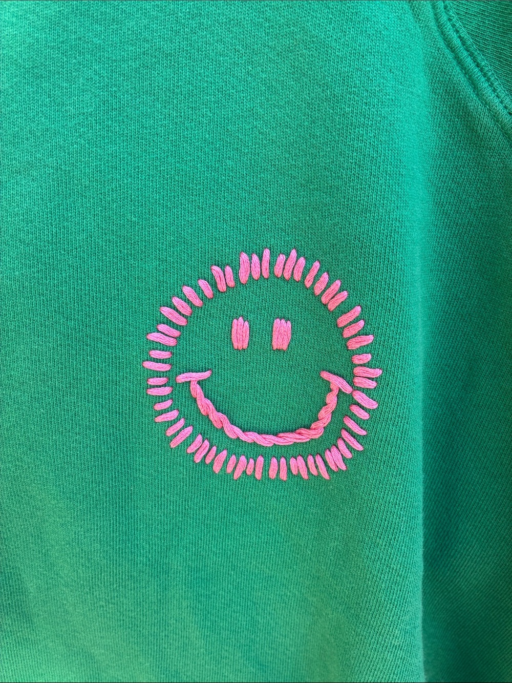 I Stole My Boyfriend’s Shirt Green Distressed Sweatshirt Smiley Face - Picture 2 of 15